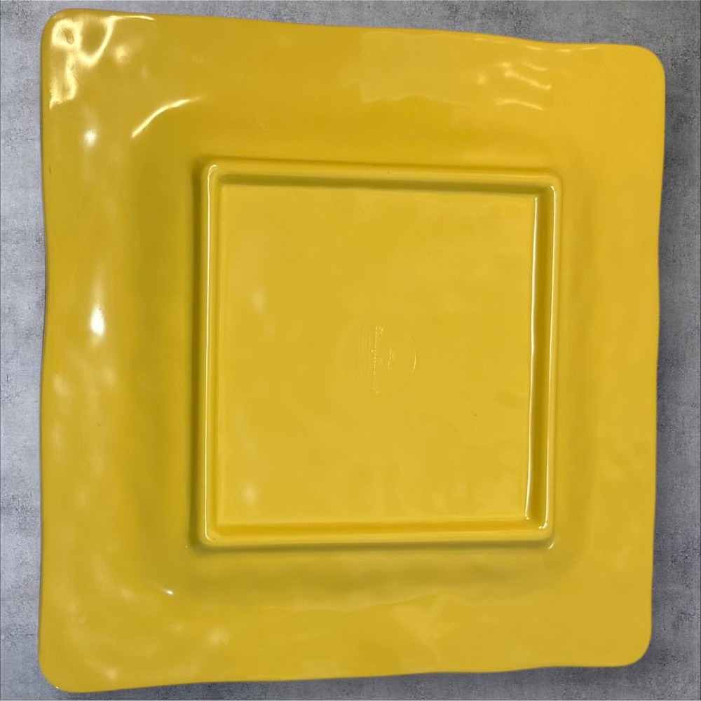 Tommy Bahama Set of 3 Yellow Square Melamine Plates Beaded Rim Outdoor Dining - Picture 3 of 7